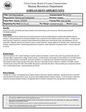 Citrus County Employment Application