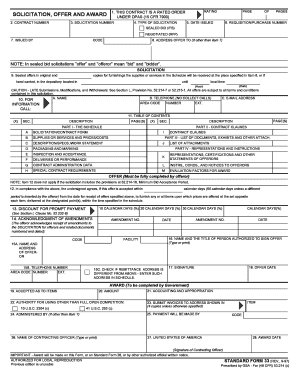 US Federal Solicitation Offer and Award Form