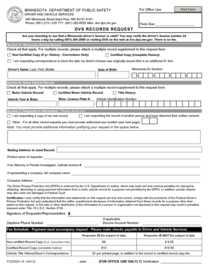 Minnesota Driver and Vehicle Services Records Request