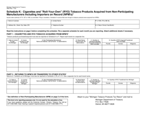 Michigan Schedule K Tobacco Products Form