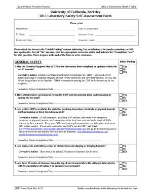 UC Berkeley Laboratory Safety Self-Assessment Form