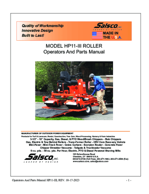 Fillable Online MODEL HP11-III ROLLER Operators And Parts Manual Fax ...