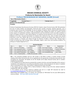 Fillable Online ACT Awards Nomination Form Fax Email Print - pdfFiller