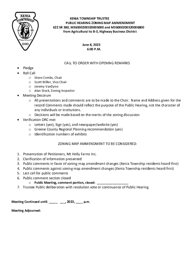 Fillable Online XENIA TOWNSHIP ZONING RESOLUTION Fax Email Print