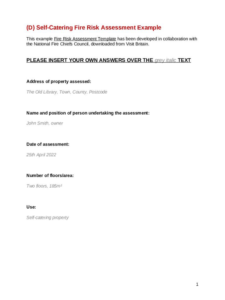 uk fire risk assessment Preview on Page 1