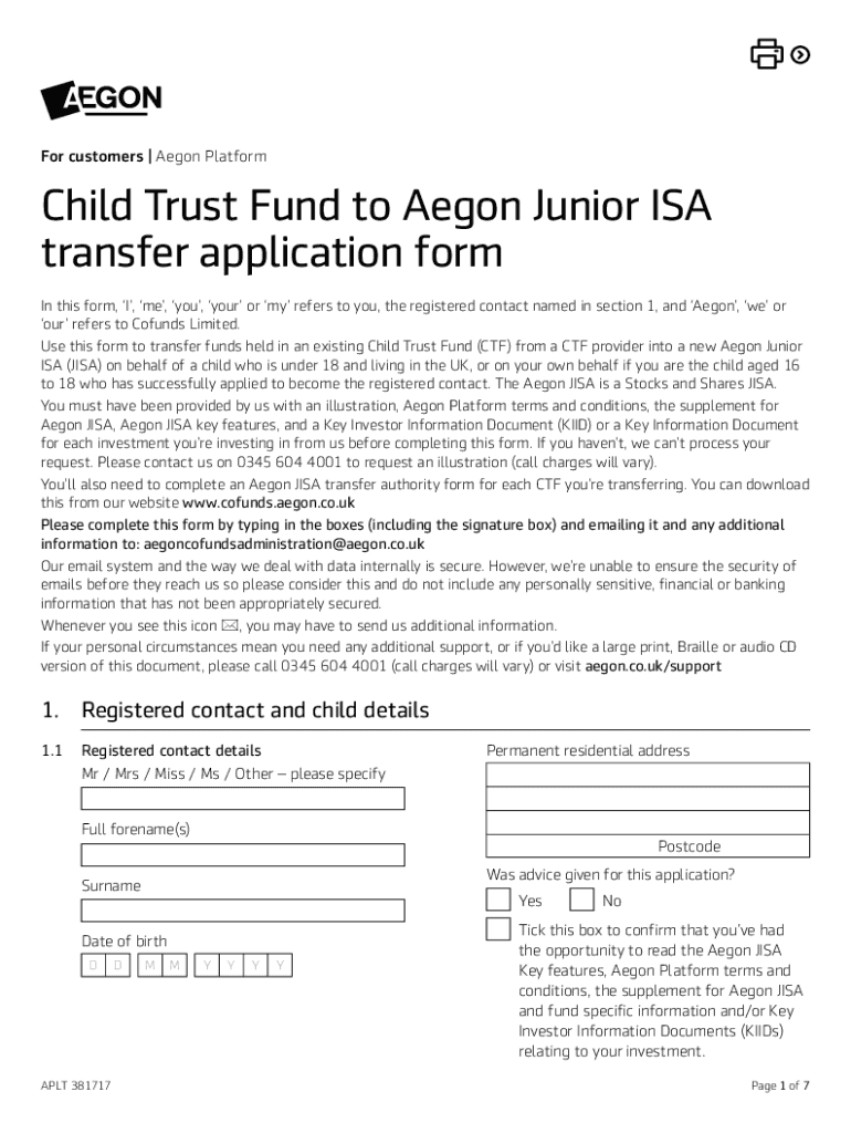 Fillable Online STOCKS & SHARES JUNIOR ISA TRANSFER FORM Fax Email