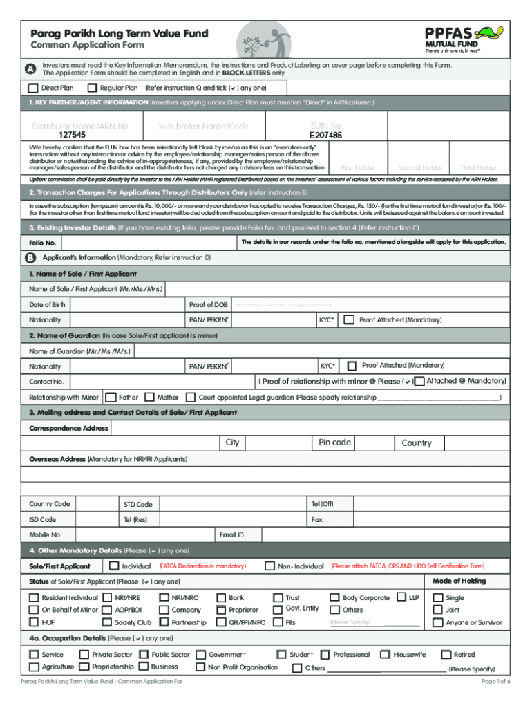 Fillable Online PPFAS Common Application Form Fax Email Print PdfFiller