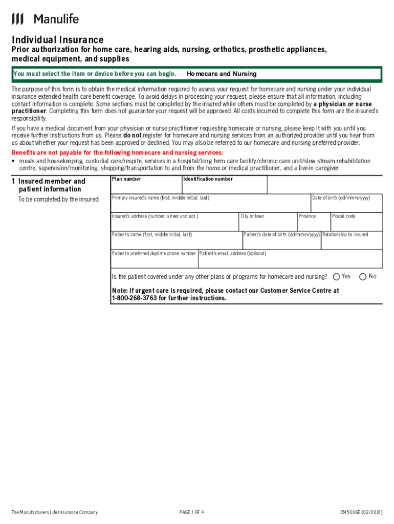 Prior authorization for home care, hearing aids, nursing, orthotics, prosthetic appliances, medical  Preview on Page 1