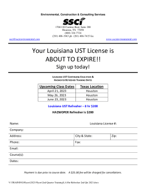 Fillable Online HAZWOPER REFRESHER TRAINING DATES Fax Email Print ...