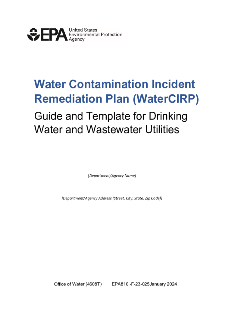 Fillable Online Water Contamination Incident Remediation Plan