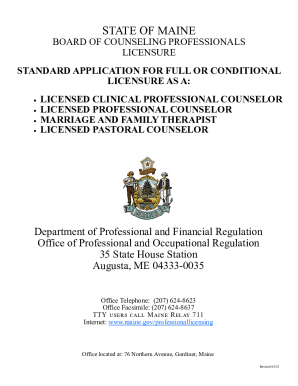 STANDARD APPLICATION FOR FULL OR CONDITIONAL