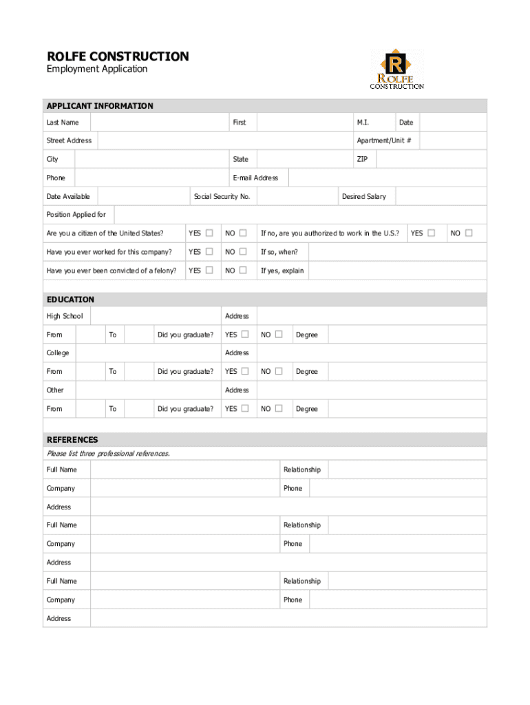 Fillable Online Rolfe Construction Fax Email Print pdfFiller
