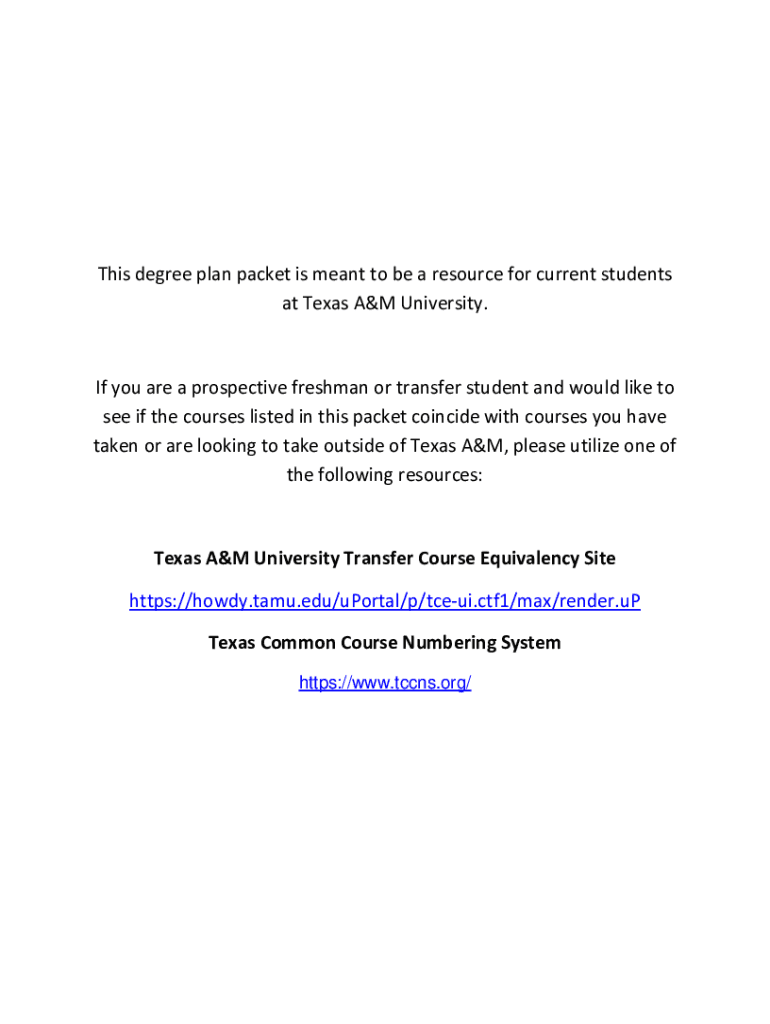 Fillable Online epsy tamu Degree Plan Packet Teaching, Learning