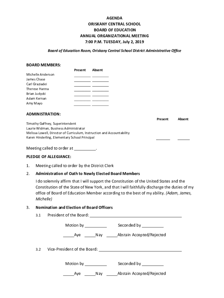 Fillable Online ORISKANY CENTRAL SCHOOL Fax Email Print pdfFiller