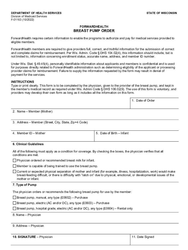 forwardhealth - breast pump order Preview on Page 1