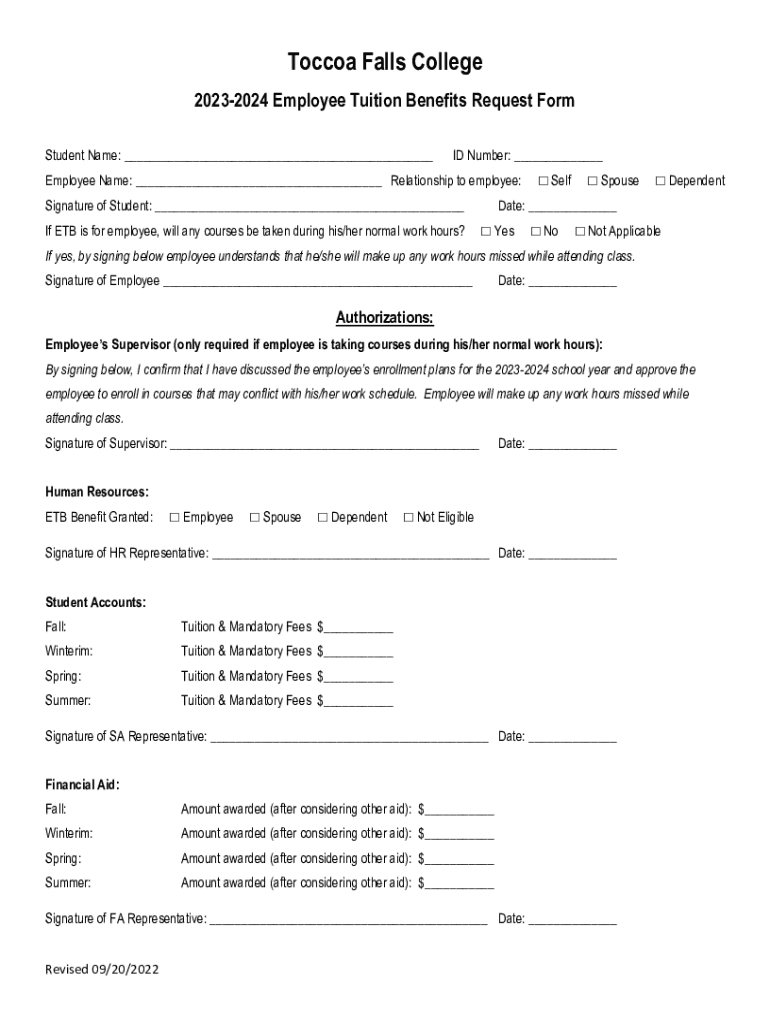 Fillable Online Employee Tuition Benefits Request Form Fax Email Print ...