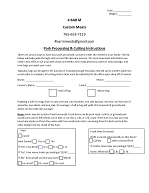 Fillable Online Pork Cut Sheet Walkthrough Fax Email Print - pdfFiller