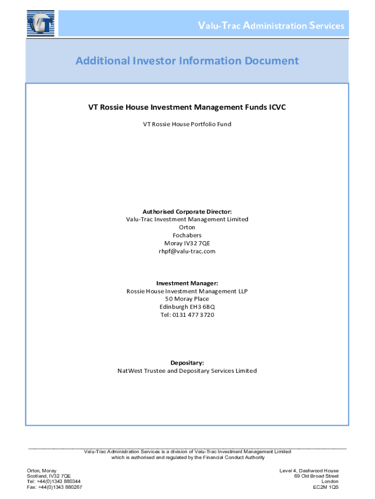 Fillable Online VT Rossie House Investment Management Funds ICVC Fax