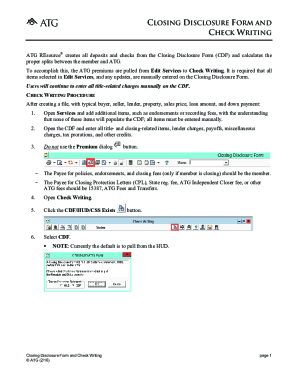 Fillable Online CLOSING DISCLOSURE FORM AND CHECK WRITING Fax Email ...