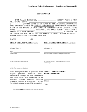 STOCK POWER For value received, I/we hereby sell, assign ...