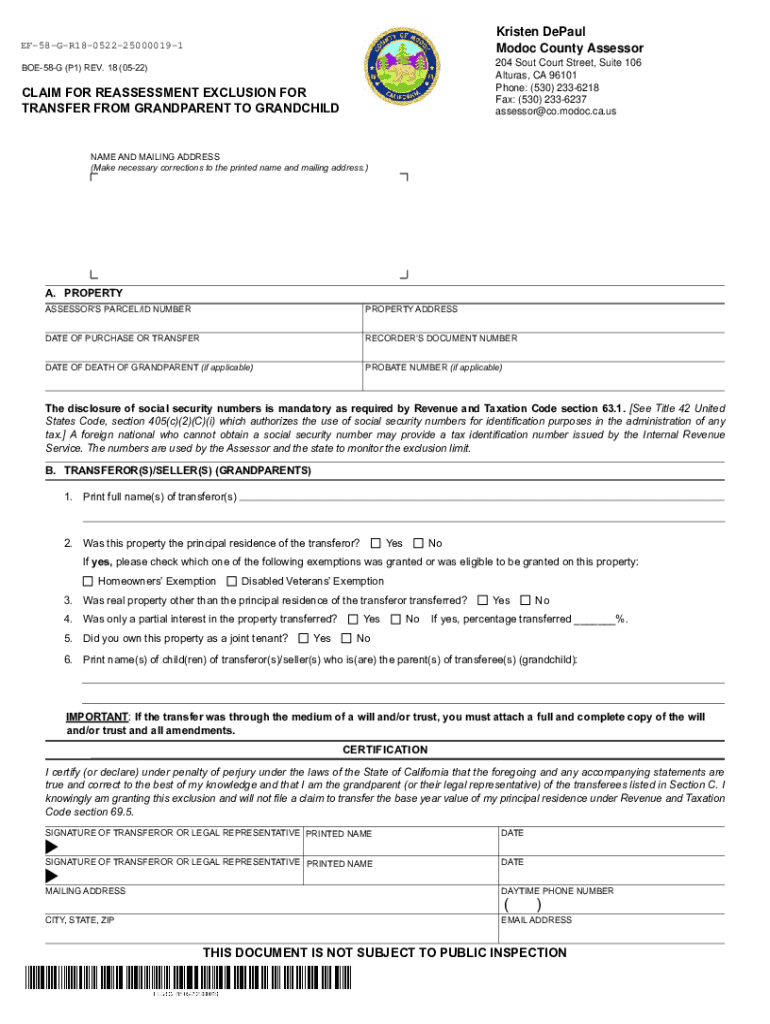 Fillable Online Kristen DePaul Modoc County AssessorRecorder Fax