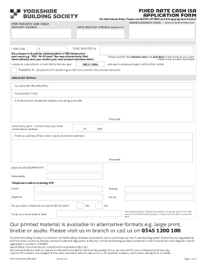 CASH ISA APPLICATION FORM - FIXED RATE