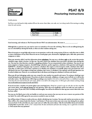 Fillable Online PSAT 8/9 Testing Rules - SAT Suite of Assessments Fax ...