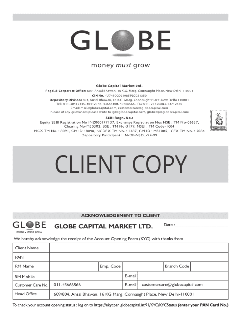 Fillable Online Document Index for Account Opening Forms and Fax Email Print pdfFiller