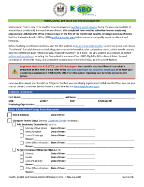 Fillable Online Health, Dental, and Vision Enrollment/Change Form FINAL ...