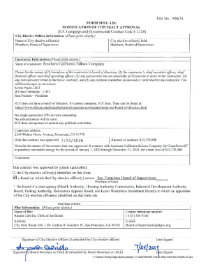 SFEC Form 126 - Notification of Contract Approval