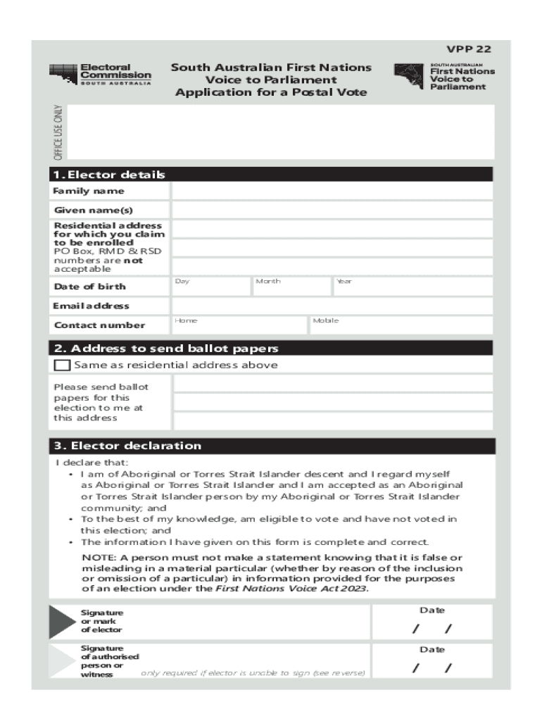 Fillable Online Postal Vote Application Form FINAL fillable Fax Email