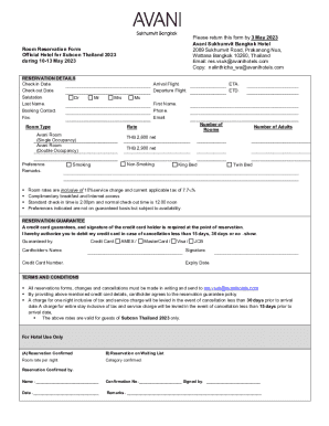 Avani Sukhumvit Bangkok Hotel - Reservation Form for Official Hotel for Subcon Thailand 2023