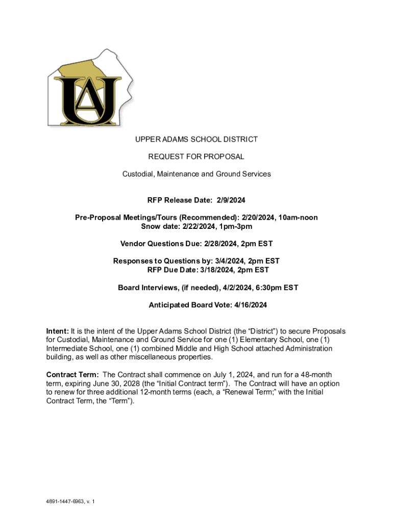 Fillable Online Upper Adams School District Request for Proposal Fax Email Print pdfFiller