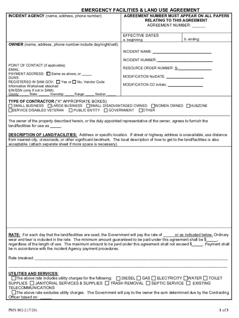 EMERGENCY FACILITIES and LAND USE AGREEMENT Preview on Page 1