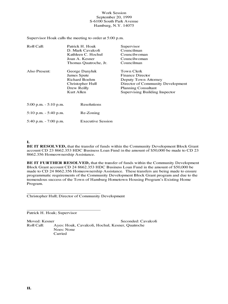 Fillable Online Legal Notice Town of Hamburg Planning Board Work