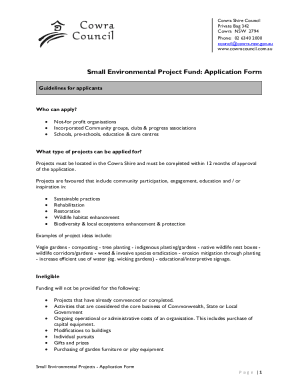 Small Environmental Project Fund: Application Form