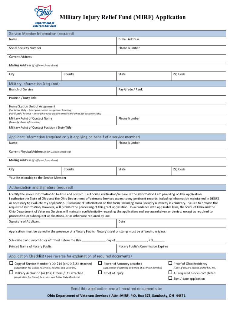 FAQsVeteran Services - Military Injury Relief Fund (MIRF) Preview on Page 1