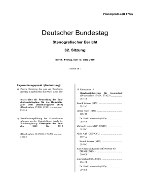 Protokoll der 32. Sitzung des 17. Deutschen Bundestages