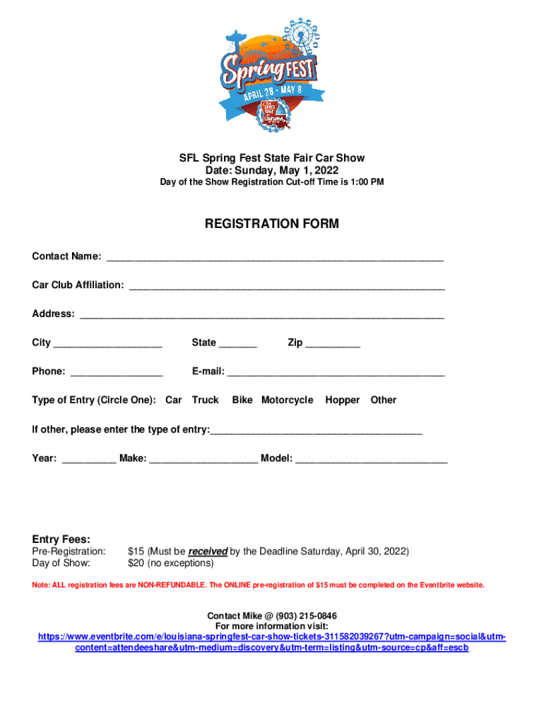 Fillable Online Fun Run Info Page The Big Bear Lake Antique Car Club