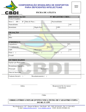 FICHA DE INSCRIO DE ATLETA