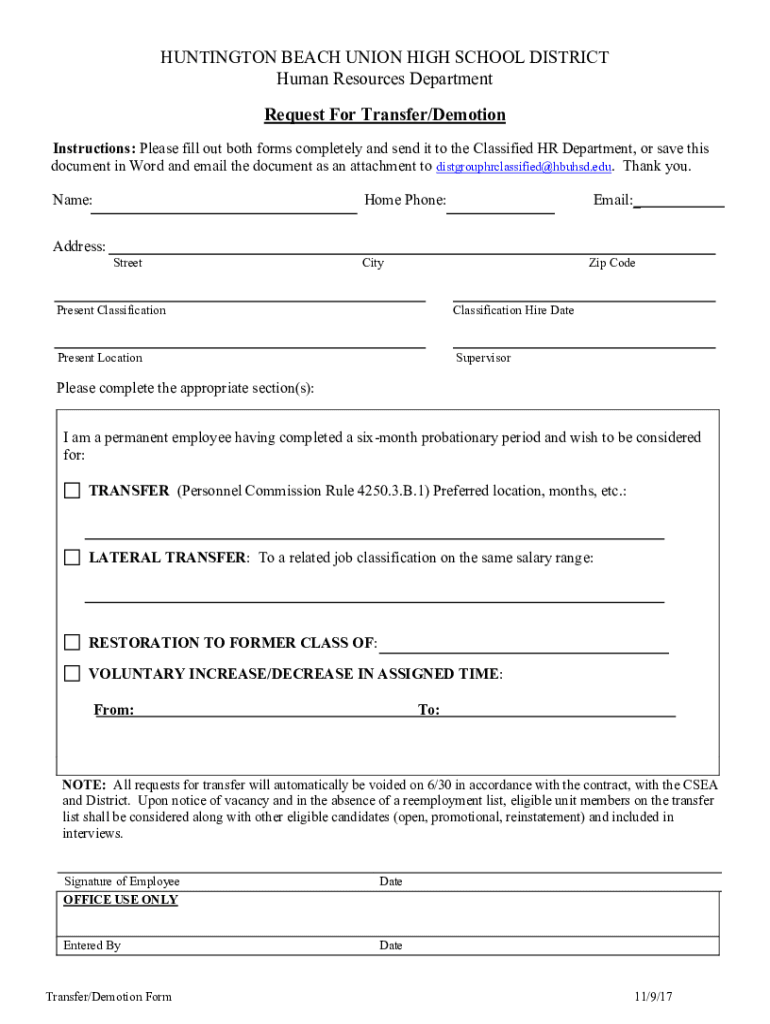 Human Resources - Classified Forms Preview on Page 1