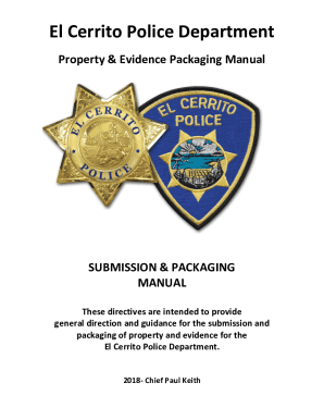 Fillable Online El Cerrito Police Department - Property & Evidence