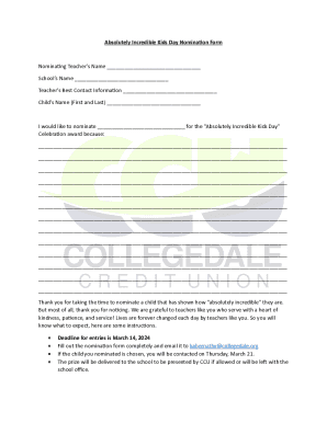 Absolutely Incredible Kids Day Nomina on Form Nomina ng ...