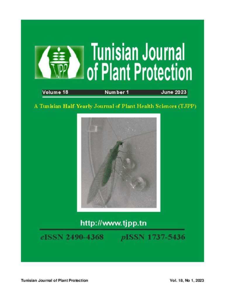 Fillable Online Tunisian Journal of Plant Protection Fax Email Print