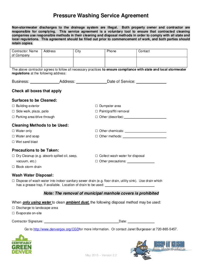 pressure washing service agreement Preview on Page 1