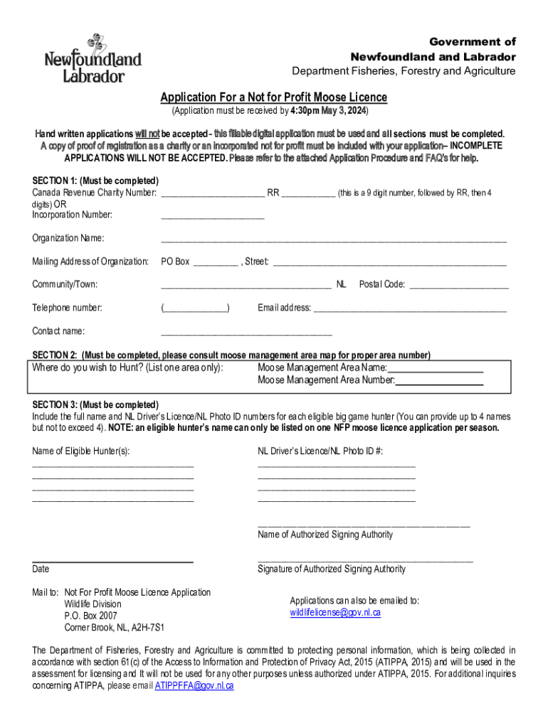 Fillable Online Moose License Nl Form - Fill Out and Sign Printable PDF ...