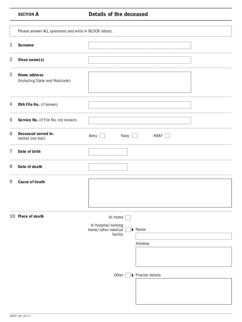 dva d307 form Preview on Page 1