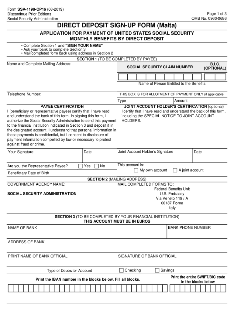DIRECT DEPOSIT SIGN-UP FORM (Malta) Preview on Page 1