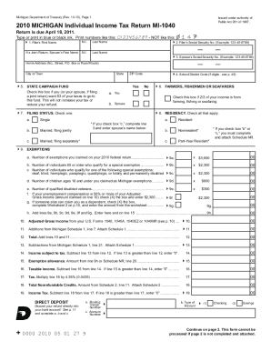 MI-1040, 2010 Michigan Individual Income Tax Return