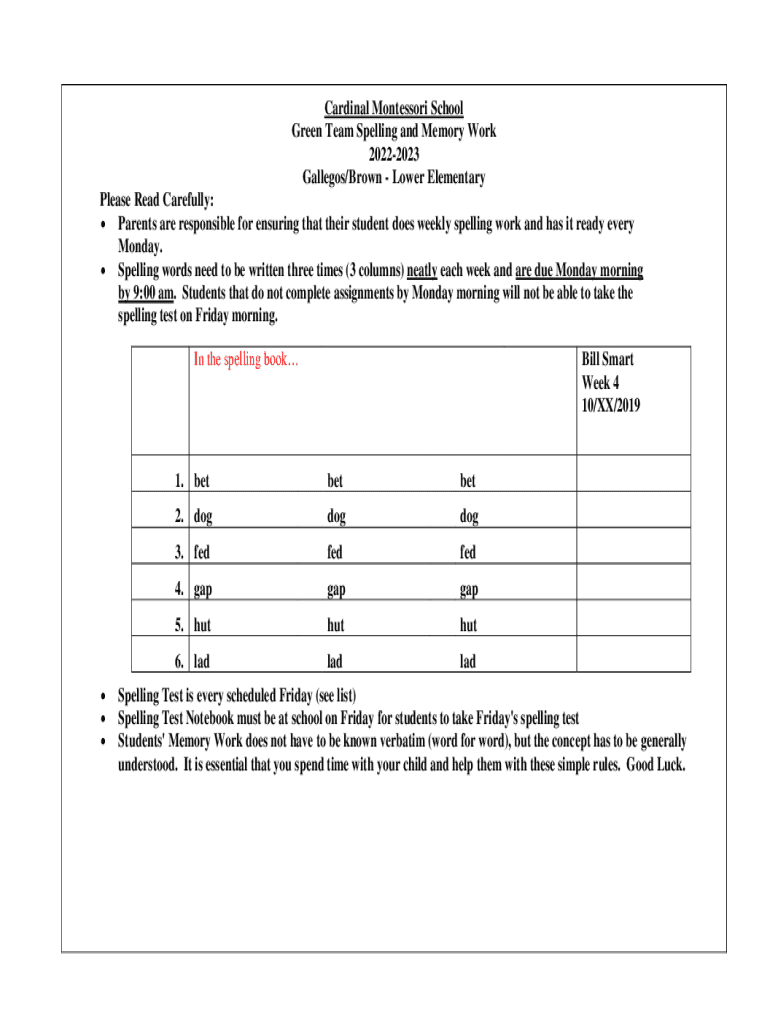 Fillable Online Spelling in the Montessori Upper Elementary Classroom ...